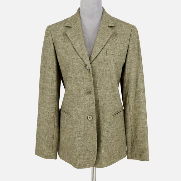 Lafayette 148 New York Jackets & Blazers - Lafayette 148 Jacket Womens 4 Beige Green Wool Cashmere Blend Lined Blazer New
